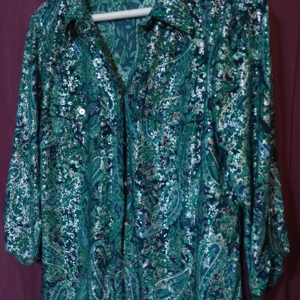 Green Paisley Women's Blouse